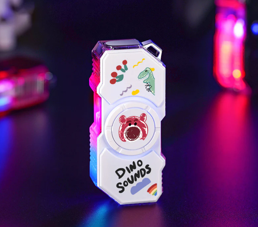 Cartoon color luminous rotating pink windproof flame lighter