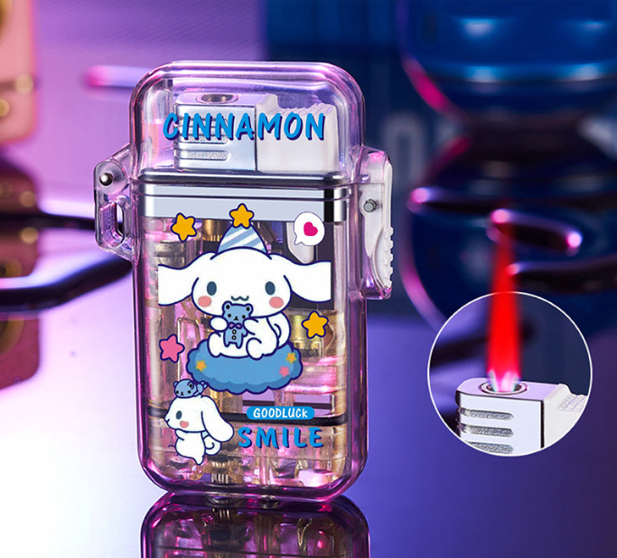 Sanrio windproof lighter pink flame with flash gift for boyfriend refillable lighter