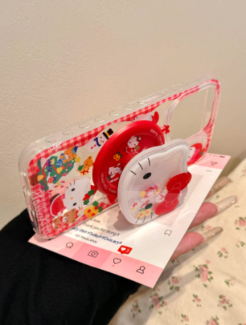 Hellokitty Christmas Cute Kawaii MagSafe Case + MagSafe Stand Holder / Phone Grip