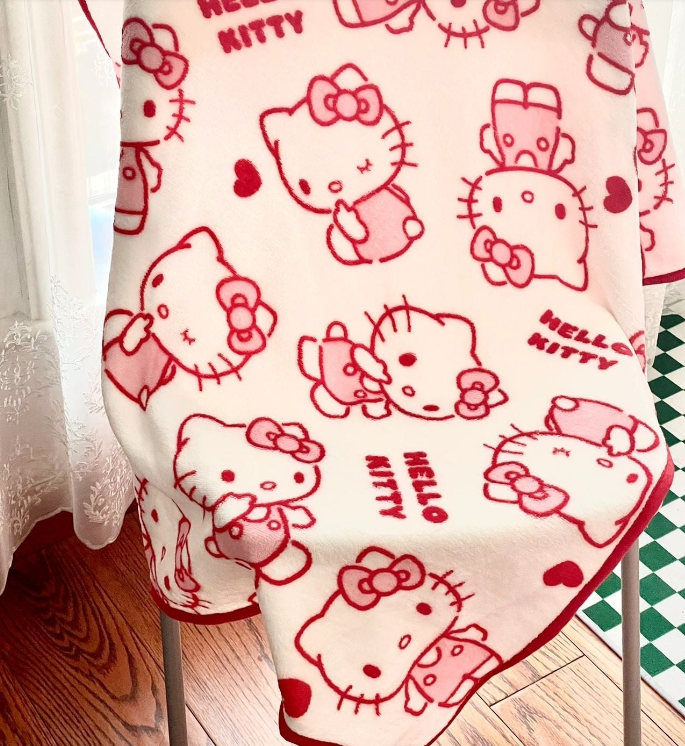 Hellokitty Wearable Blanket for Adults Fuzzy Warm Cozy Plush Furry Throw Cloak Wrap -Gifts for Women Adults and Kids