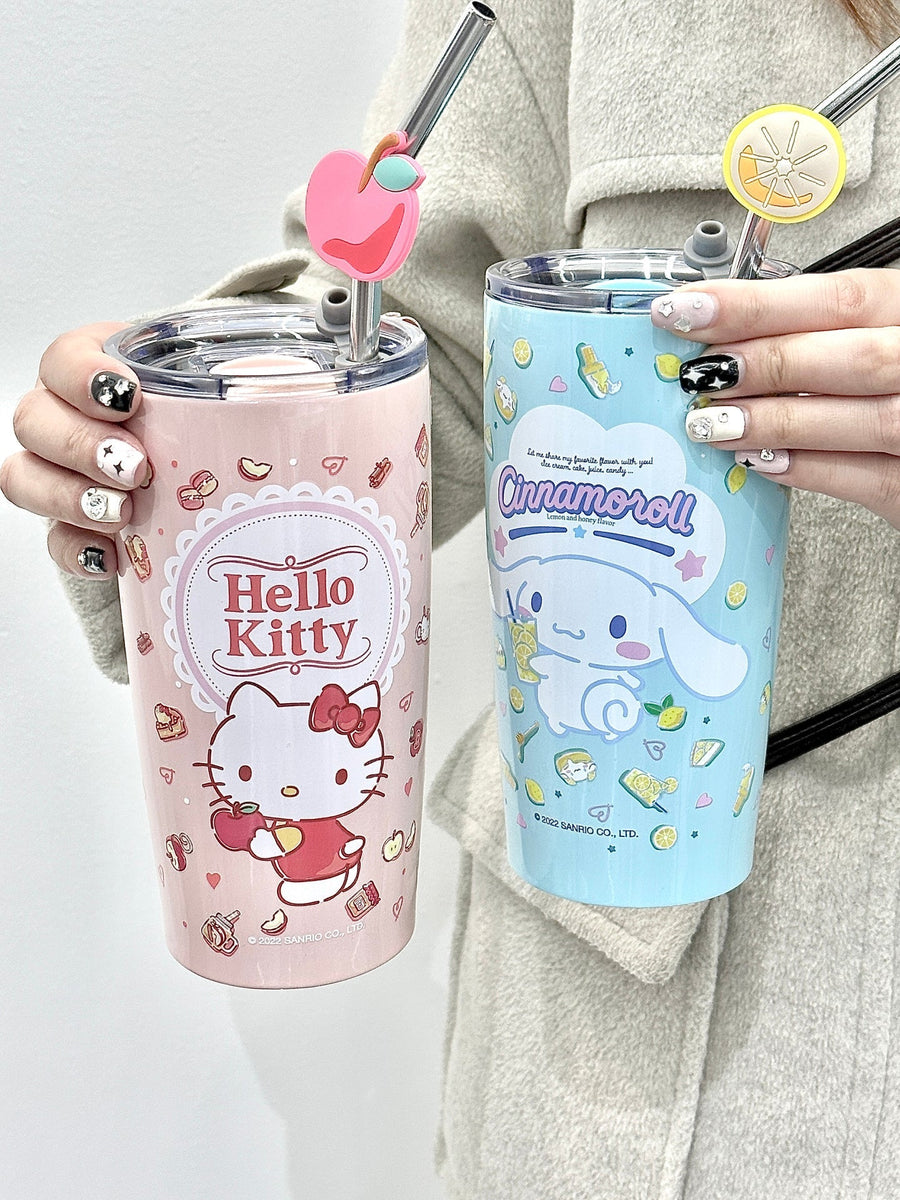 Sanrio 20oz Cup Insulated Travel Mug Bulk, Stainless Steel Tumblers with Lid and Straw, Durable Powder Coated Coffee Cups for Cold & Hot Drinks