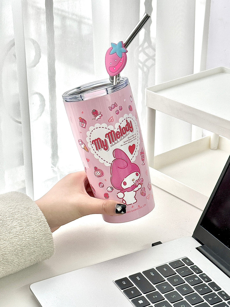 Sanrio 20oz Cup Insulated Travel Mug Bulk, Stainless Steel Tumblers with Lid and Straw, Durable Powder Coated Coffee Cups for Cold & Hot Drinks