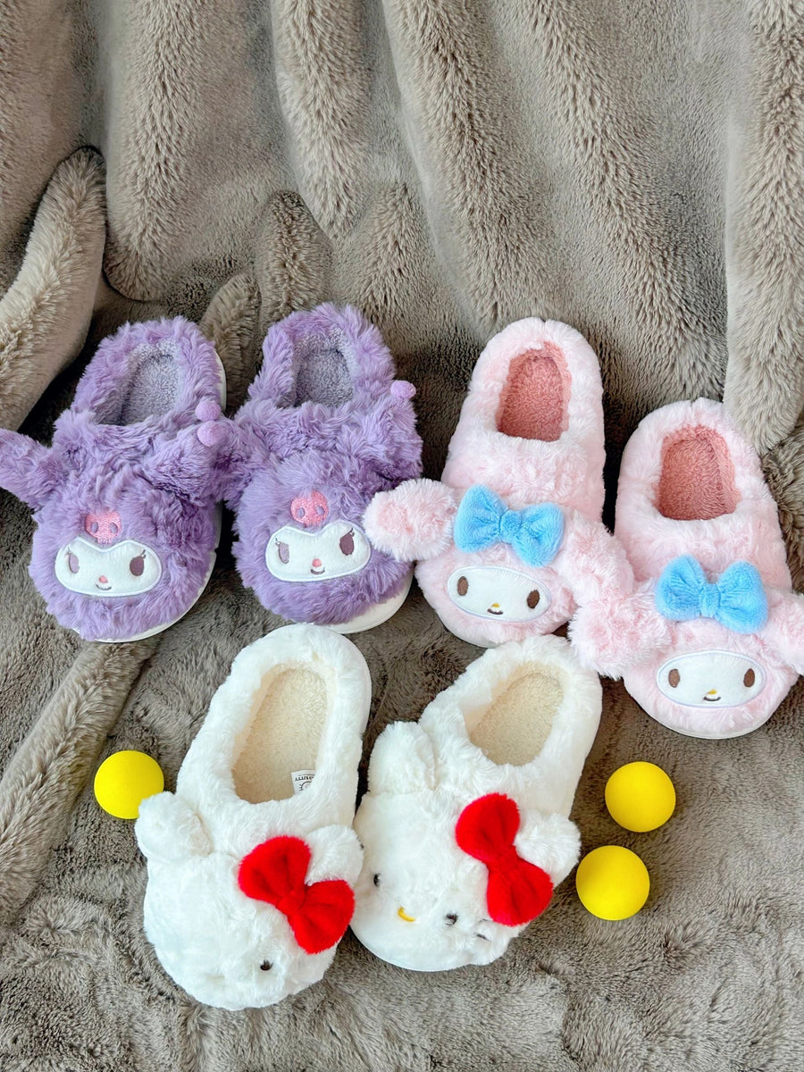 Sanrio Fuzzy Slippers House Slippers Winter Indoor Outdoor Slippers for Women