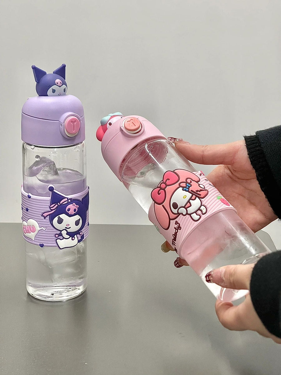 Sanrio Leakproof Portable Glass Cups | One Button Open Water Bottle (330ml)