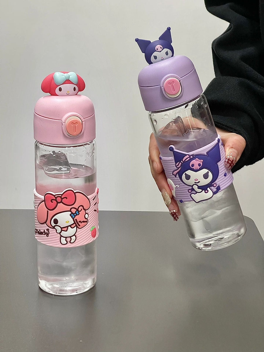 Sanrio Leakproof Portable Glass Cups | One Button Open Water Bottle (330ml)