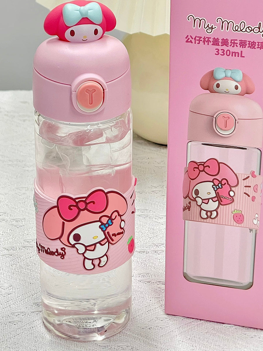 Sanrio Leakproof Portable Glass Cups | One Button Open Water Bottle (330ml)