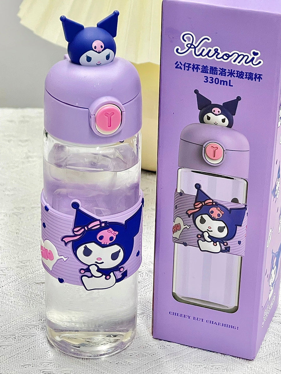 Sanrio Leakproof Portable Glass Cups | One Button Open Water Bottle (330ml)