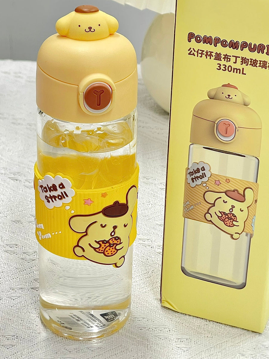 Sanrio Leakproof Portable Glass Cups | One Button Open Water Bottle (330ml)