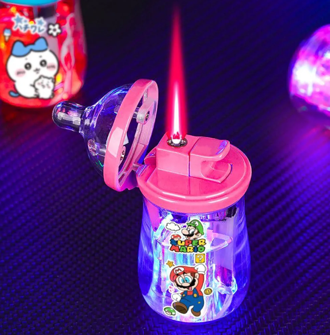 Cartoon milk bottle windproof luminous lighter